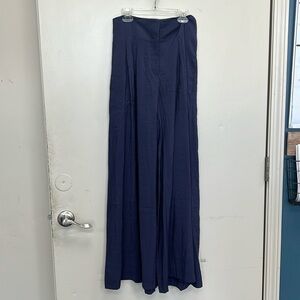 Blue silky dress slack flare Anthropologie size 2 could be rayon. NWT